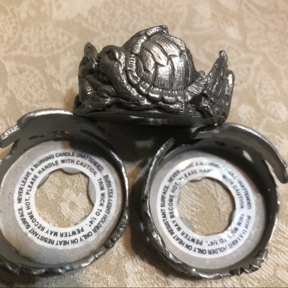 Encore USA made Pewter turtle tea light holder set of‎ 3